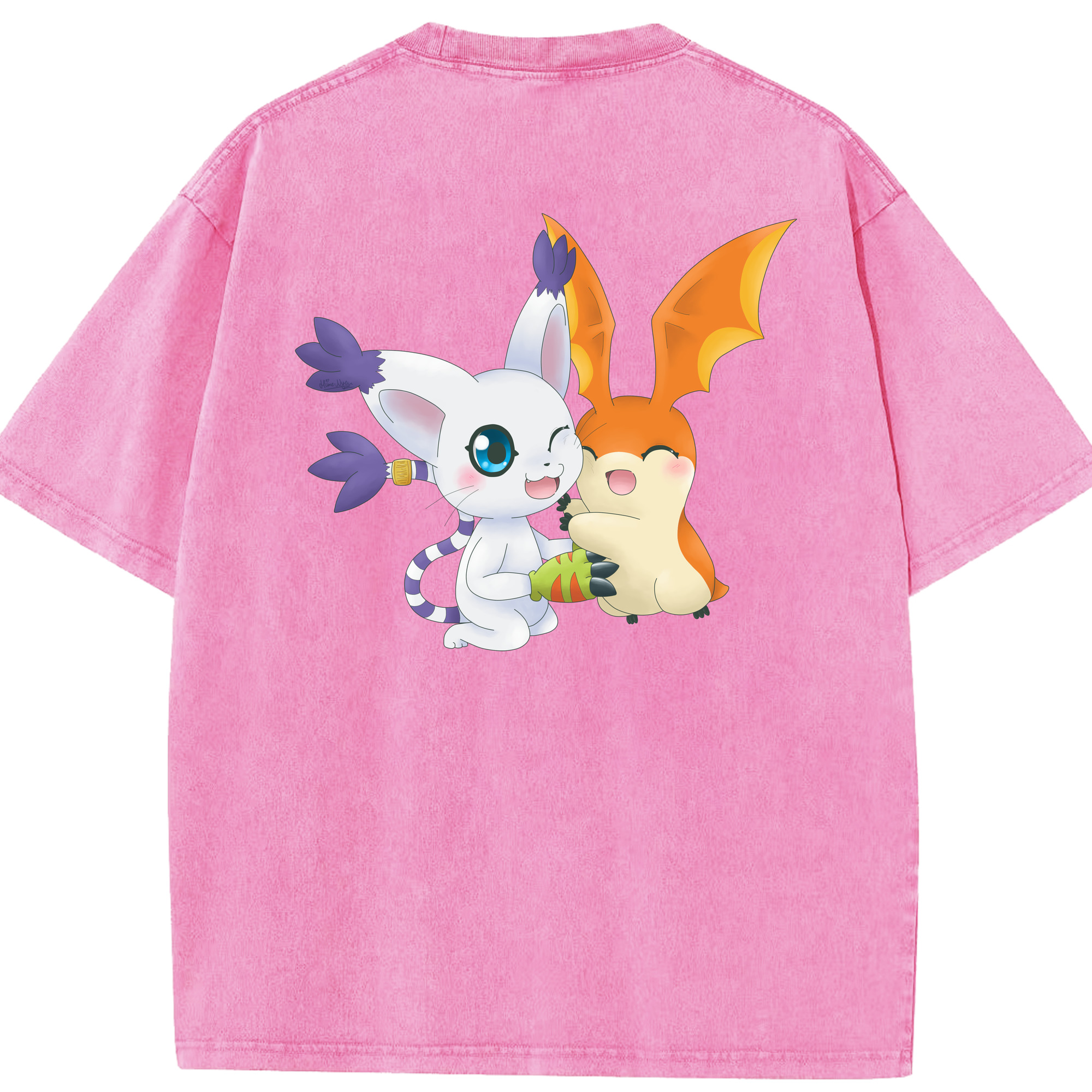 （画像用） Digimon デジタルモンスター/デジモン 綿100% ヴィンテージ風 半袖Tシャツ（背面プリント）